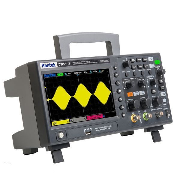Hantek DSO2D15 цифровий осцилограф, 2x150 МГц, 1 Гвиб/с, генератор сигналів 25МГц 100111 фото