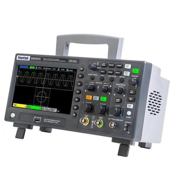 Hantek DSO2D15 цифровий осцилограф, 2x150 МГц, 1 Гвиб/с, генератор сигналів 25МГц 100111 фото