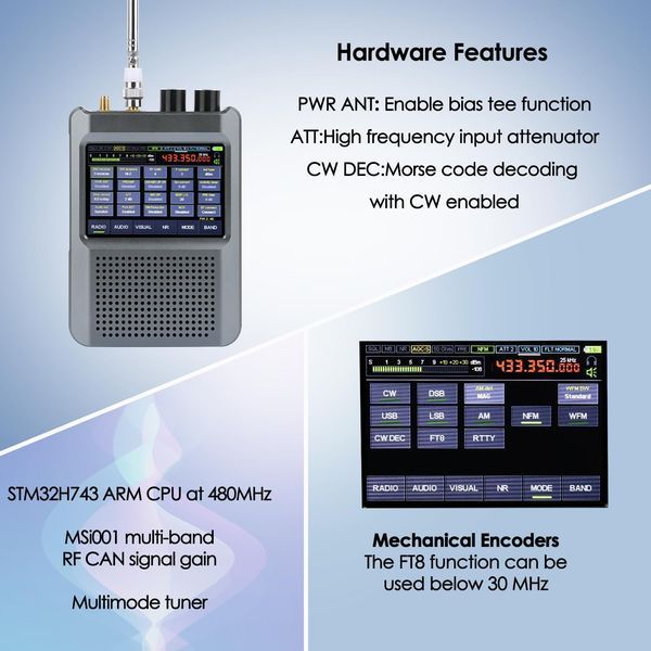 Malahit SDR DSP2 цифровий всехвильовий радіоприймач 10 кГц-2 ГГц AM, SSB, DSB, CW, NFM, WFM, RDS, FT8 100005 фото
